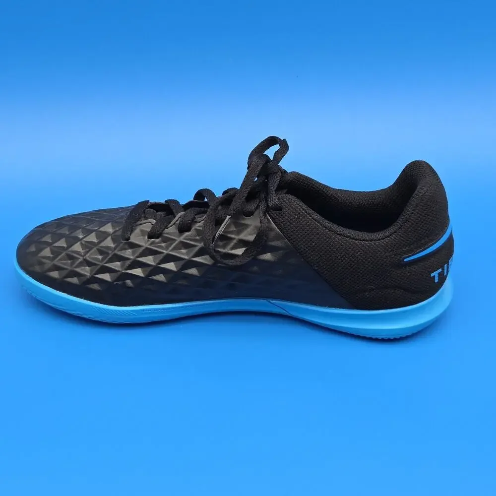 Nike Tiempo Legend 8 Club IC Youth 5.5Y Indoor Soccer Shoes Black Blue